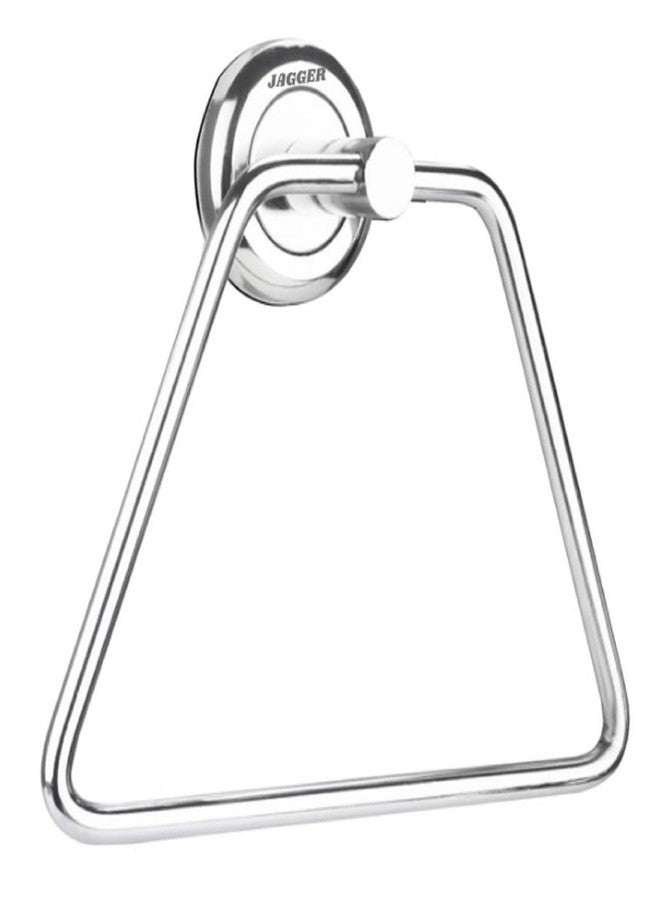 JAGGER JAG225 حلقات مناشف مثلثة/حامل مناشف/حامل مناشف يد/حامل مناديل/حامل مناشف للحمام والمطبخ وحوض الغسيل (فضي، عبوة من قطعة واحدة) - Image 1